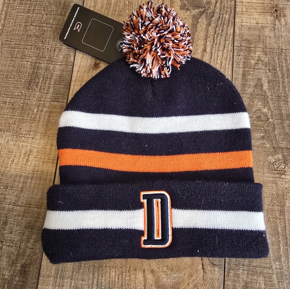 Detroit Tigers Navy and Orange Striped Beanie
